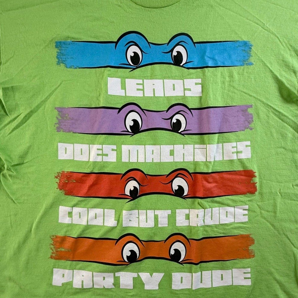 Nickelodeon TMNT T-Shirt‎ Mens 2XL Graphic Print Cotton Green Masked Eyes